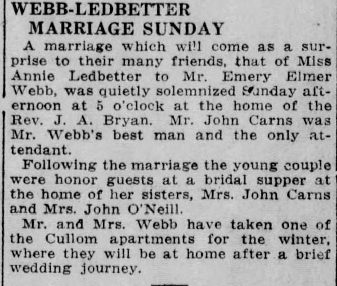 Annie Ledbetter-Emery Elmer Webb